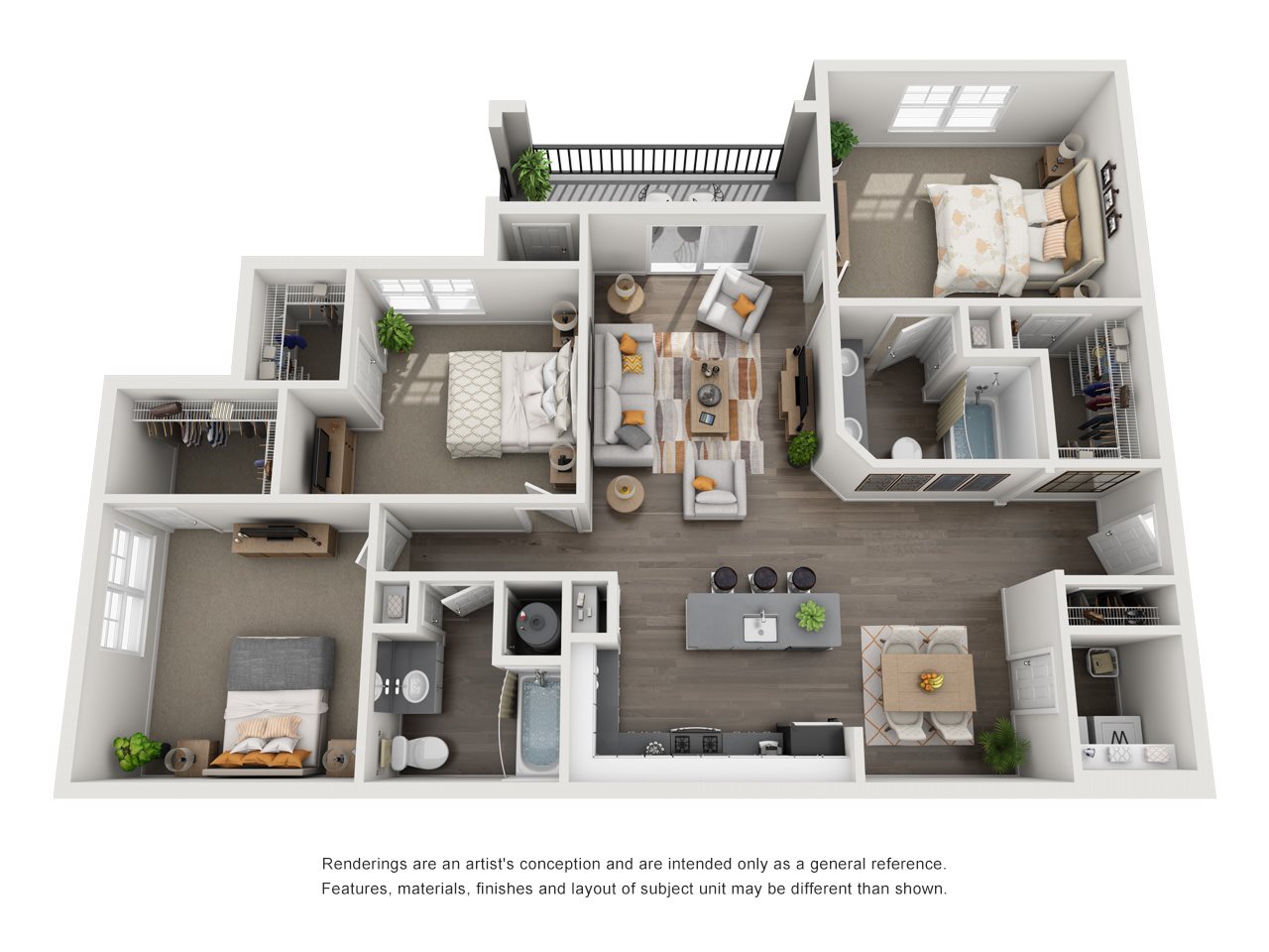 Lodge at Croasdaile Farm Three Bedroom Floor Plan